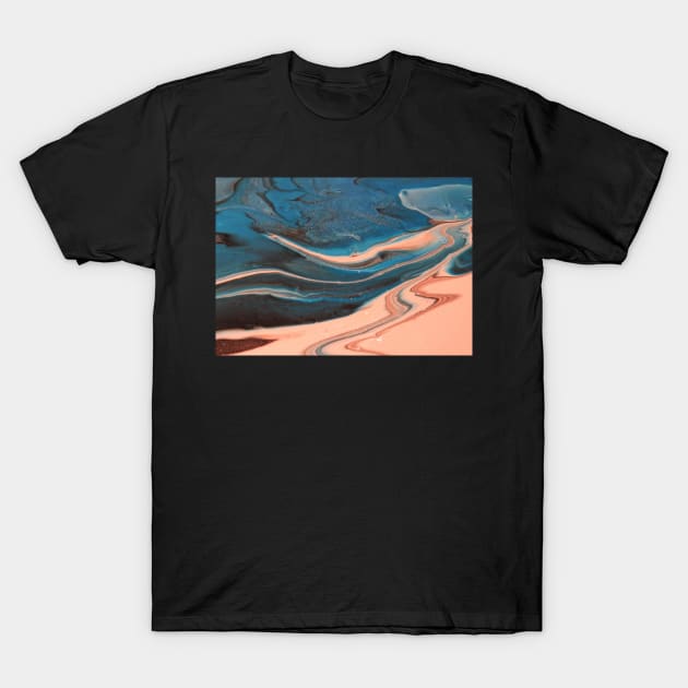 Blue and Pink Fluid Paint Abstract T-Shirt by Moshi Moshi Designs